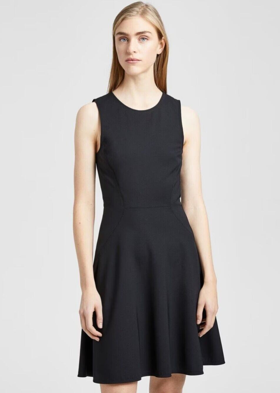 Theory Stretch Nylon Black Mod Panel Dress Retail $ 345 Size Small EUC
